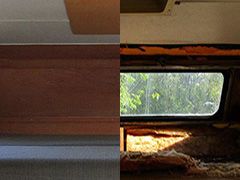 Before and after: water damage in the cab